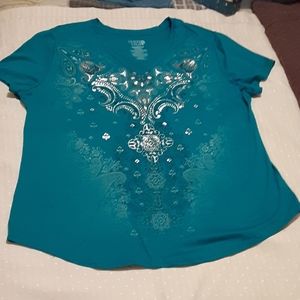 2x Tshirt With Silver Flower Designs